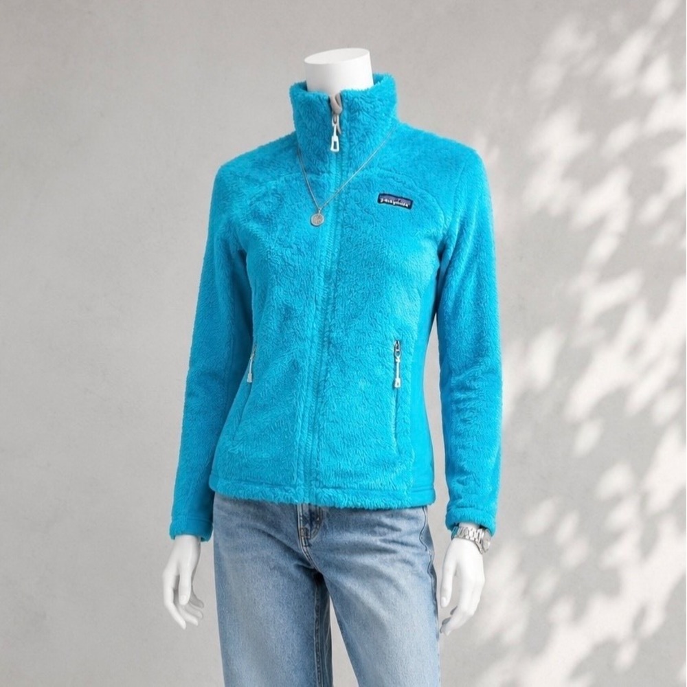 Patagonia R3 Hi-Loft Jacket Blue Full Zip Fleece Outdoor Hiking Travel
